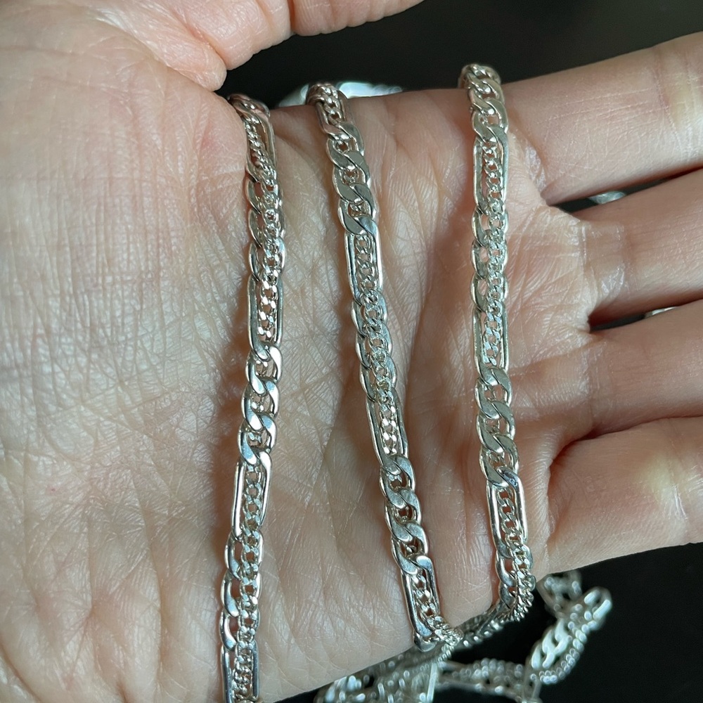 Silver Double Interlocking Chain Necklace - image 3